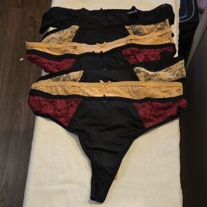 Lace Trimmed Black Thong Panties Set of 7 Size XXL  NWT